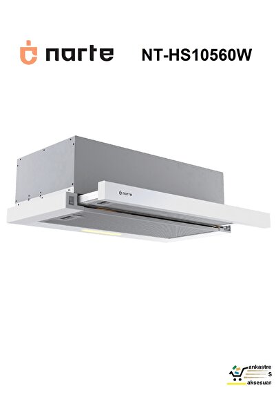NARTE NT-HS10560W Sürgülü Aspiratör 60cm Beyaz 300m³ Çekmeli Ankastre 41dB(A)