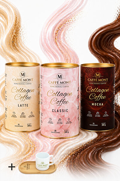 CAFFEMONT COLLAGEN COFFEE LATTE+CLASSIC+MOCHA - 3X20 SERVIS - 3X300 GR - HEDİ...