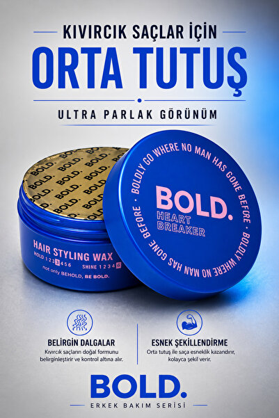 BOLD Kıvırcık Saçlara Özel Wax 150 Ml Orta Tutuş Ultra Parlak Saç Şekillendir...