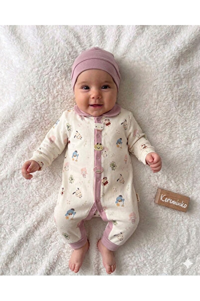 Kereminko Bebek Newborn Baby Girl Cotton Carnival Romper Without Booties with...