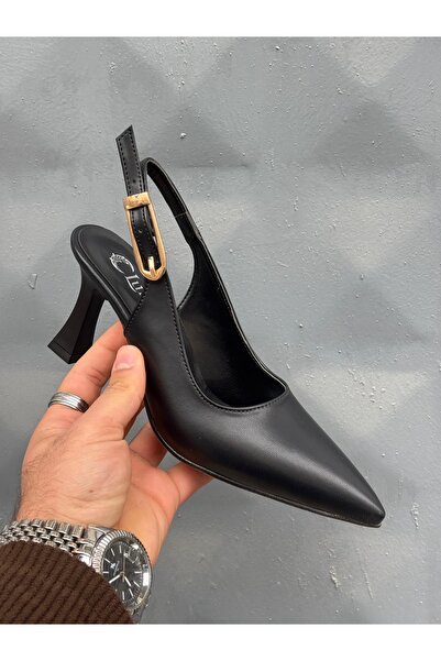 İZCE MODA Γυναικείες γόβες με μυτερό τακούνι, μαύρο ματ