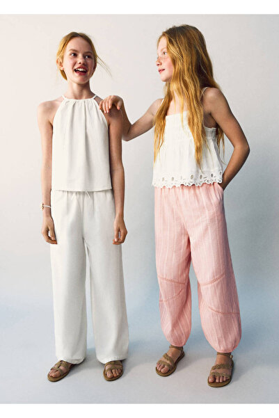 MANGO Kids Düz kesim dökümlü pantolon