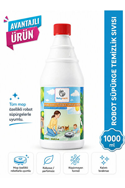 BabyMatik Sihirli Robot Süpürge Temizlik Sıvısı 1000Ml- Bebek ve Evcil Hayvan...