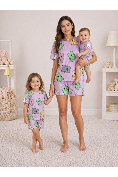 Drop Kids ΣΕΤ ΠΙΤΖΑΜΑ ΜΗΤΕΡΑΣ ΚΑΙ ΜΩΡΩΝ ΣΥνδυασμός Ροζ Αρκουδάκι Χαρίμπο Σορτ...