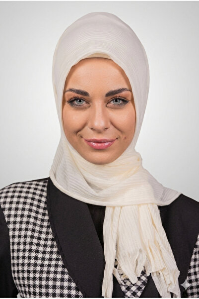 Şalcenneti.com Βιολογικό Κρεμ Χρώμα Πρακτικό Πλισέ Σάλι - Μοντέλο Στιγμιαίας ...