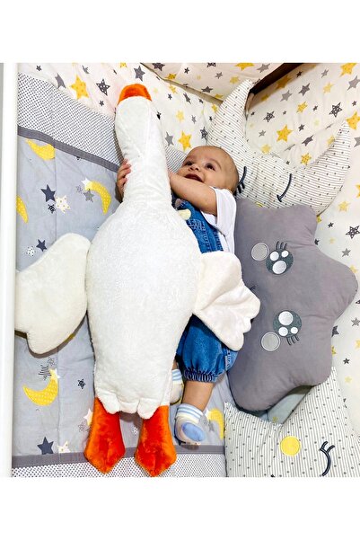 ELA Hediyelik Çoçuk Bebek Uyku Arkadaşı Peluş Ördek Yastığı 80 Cm