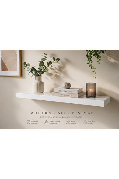BMD MOBİLYA Dekoratif 90x20x3 cm Duvar Rafı | Modern Uçan Raf | Kitaplık & Mu...