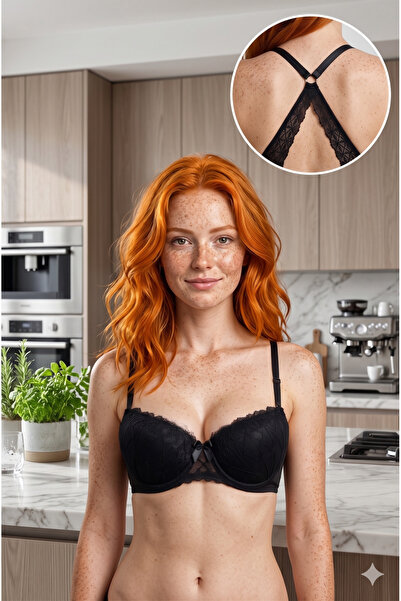 Lavint Homewear ΣΟΥΤΙΕΝ SIRTI CROSS με ενίσχυση, μαύρο, Δαντέλα τεμάχια