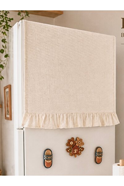 ELC TEKSTİL Κάλυμμα ψυγείου από λινό ύφασμα Buldan με λεπτομέρειες βολάν 130 ...