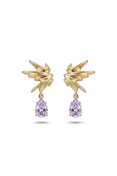 h&b design jewel Gold Jewelled Wing Earrings