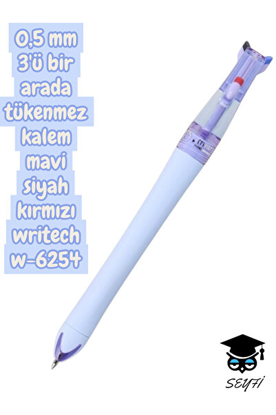 SEYFİKİRTASİYE 0.5mm 3 in 1 Ballpoint Pen Blue Black Red Writech W-6254