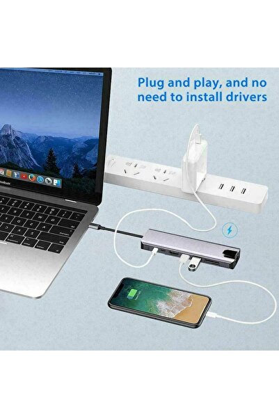 SONEX Macbook Pro Air Usb Type-c Hub Dönüştürücü Çevirici Çoklayıcı Usb Hdmı Micro Sd 8 Girişli