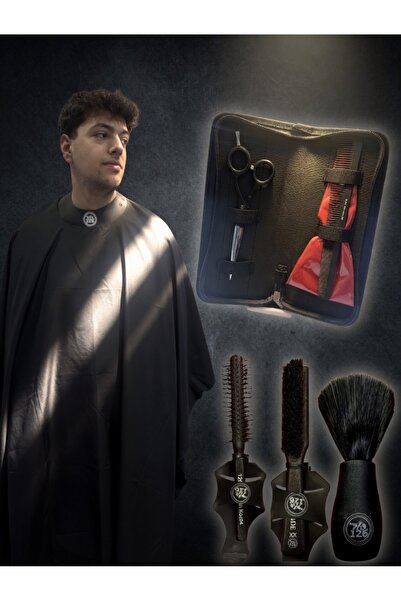 126 Professionel Barber Series Deri Düğmeli Penuar, KOZ01 Ense Fırçası,KOZXX ...
