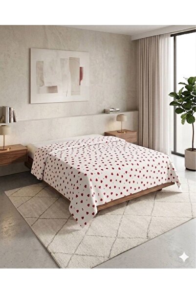 ŞENER HOME Μοτίβο καρδιάς τυπωμένο 200x240 εκ. Διπλό (BATTAL) Μονό Πικέ