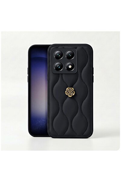 Zebana Xiaomi Mi 14T Uyumlu Kılıf Zebana Camellia Deri Kılıf Siyah