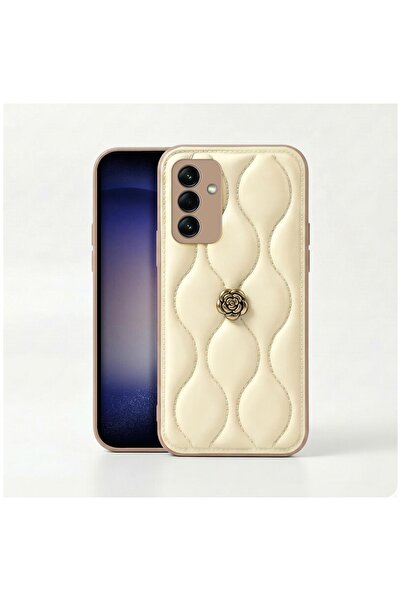 Zebana Samsung Galaxy A26 Uyumlu Kılıf Zebana Camellia Deri Kılıf Bej
