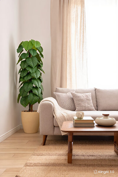 MARIA HOMES Artificial Heart Leaf Tree with with Pot – 195 cm Tall Indoor Dec...
