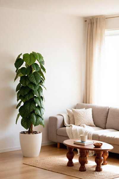 MARIA HOMES Artificial Heart Leaf Tree with with Pot – 195 cm Tall Indoor Dec...