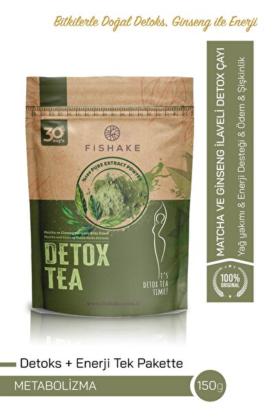 FiShake Matcha Ve Ginseng Karışımlı Detox Tea Detoks Çay (30 GÜN)