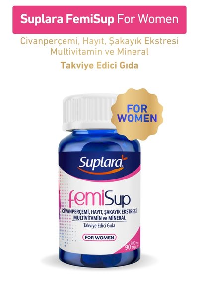 Suplara Femisup for Women Yarrow, Hayit, Peony Extract, Multivitamin Mineral Food Supplement