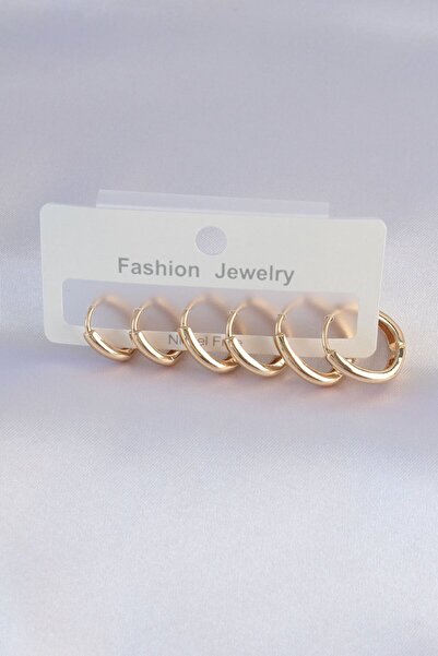 Generic Brand Brass Gold Color Oval Earring Set - Lisinya