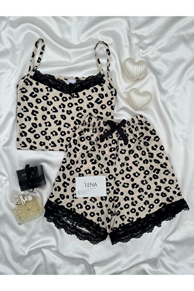 Lena Homewears Γυναικείο Σετ Πιτζάμες Lena Leopard με σορτς Milan