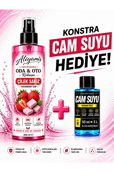 ALİYAMİS Oto Parfüm Çilek Sakız Sprey 200 Ml Otomobil Ve Ortam Oda Kokusu