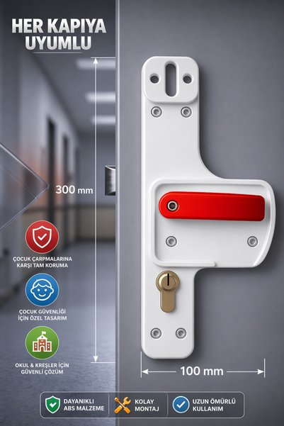 Life 360 Barrier Door Handle |   White-Red |   Child Safe |   Suitable for School, Nursery and Educational Spaces