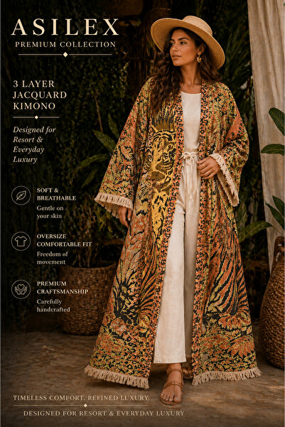 Asilex Home Collection 3 στρώσεις ζακάρ 100% βαμβάκι, κιμονό με σχέδιο τίγρης...