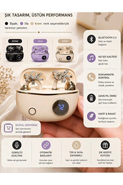 Feer Teknoloji Charmlı Kablosuz Kulaklık Bluetooth Kulaklık, LED Pil Gösterge...