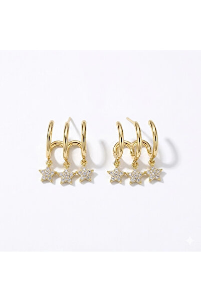 h&b design jewel Steel 3-Piece Star Detail Earrings