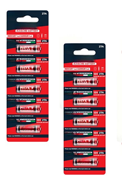 usin 10 Adet 27a 12v Spesifik Pil 27a-c5 27a 12 Volt Alkalin Kısa Ince Kalem ...