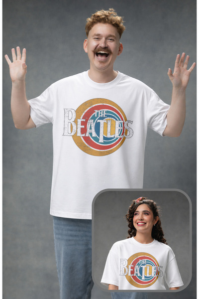 Fuddy Moda Unisex Oversize The Beatles T-Shirt, Rock Metal Themed T-shirt