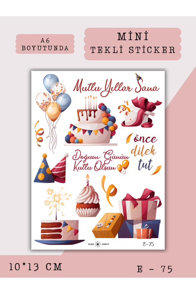 Else Craft Doğum Günü Temalı Sticker - E-75 - Ajanda Planlayıcı Bullet Journa...