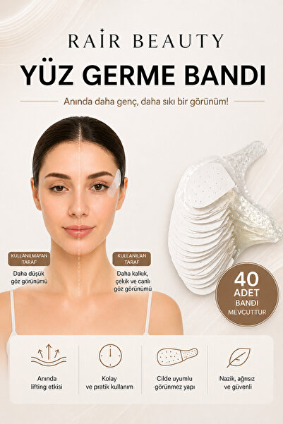 RAİR BEAUTY 40 Adet Yüz Germe Bandı Kaş,Göz,Boyun Germe Bandı