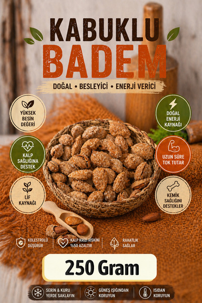 ÜLKÜ KURUYEMİŞ (250 GR) Taze Tuzlu Kabuklu Badem Hediyelik Atıştırmalık - 1. ...