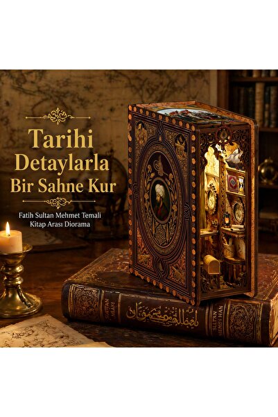 Emirgan Fatih Sultan Mehmet Kitap Köşesi Book Nook Dıy Kit – Işıklı Ahşap Min...