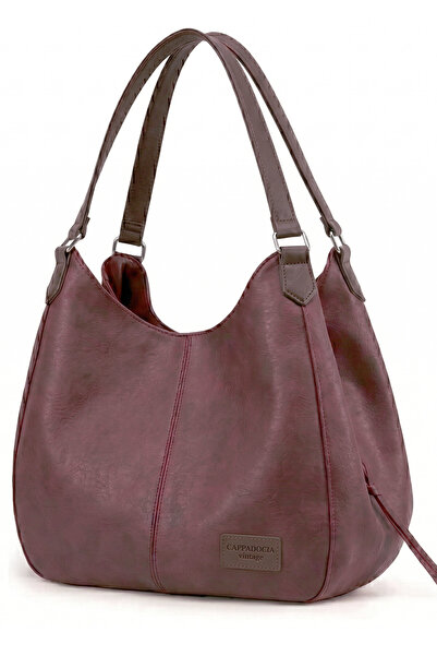 Cappadocia Vintage Myra Γυναικεία Smoky Burgundy Pu Δερμάτινη καθημερινή τσάν...