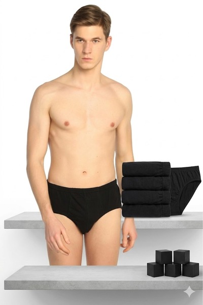 Pi Giyim Σετ 6 ανδρικών μαύρων βαμβακερών εσώρουχων από χτενισμένο βαμβάκι με...