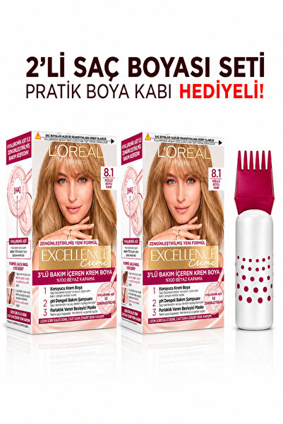 L'Oreal Paris Excellence Creme Boya 8-1 Koyu Sarı Küllü 2 Adet