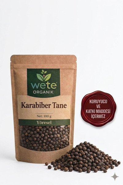 wete organik Karabiber Tane Doğal 100 gr