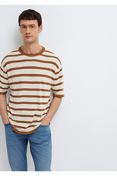 Mavi Linen Blended Striped Ecru Knitwear 0710415-70227