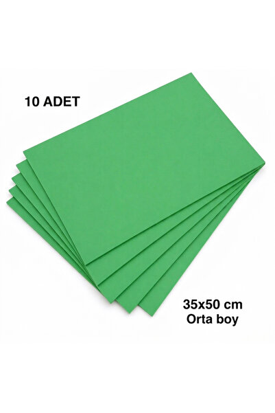 e Erta 35x50 Cm Yeşil Renkli Mukavva Karton 10 Adet Fon Kartonu Sert Renkli K...