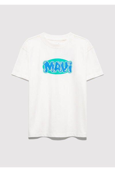 Mavi Μπλουζάκι με στάμπα σε χρώμα εκρού, χαλαρή εφαρμογή / άνετη γραμμή 66104...