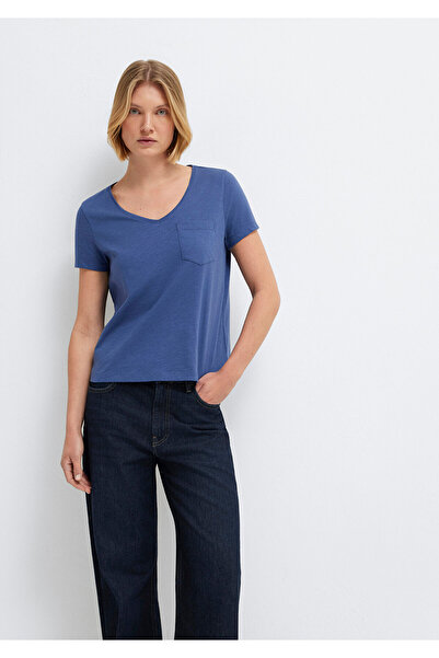 Mavi Basic-T-Shirt mit V-Ausschnitt Slim Fit / Eng anliegend 1614178-70757