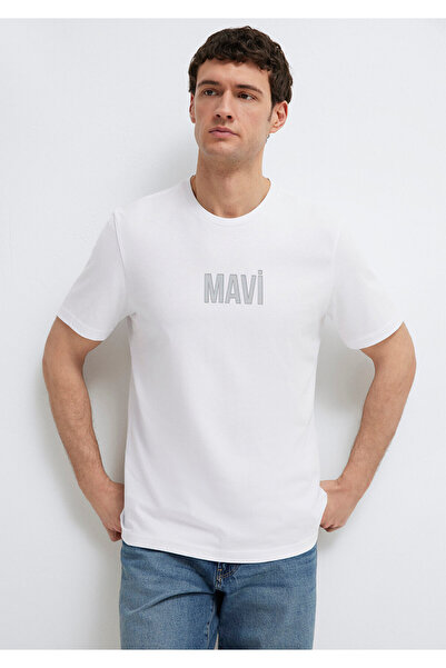 Mavi Weißes T-Shirt mit Logo-Print, normale Passform 0613186-620