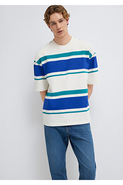 Mavi Μπλουζάκι με ρίγες σε χρώμα εκρού, Oversize / Φαρδιά Γραμμή 0613331-70057