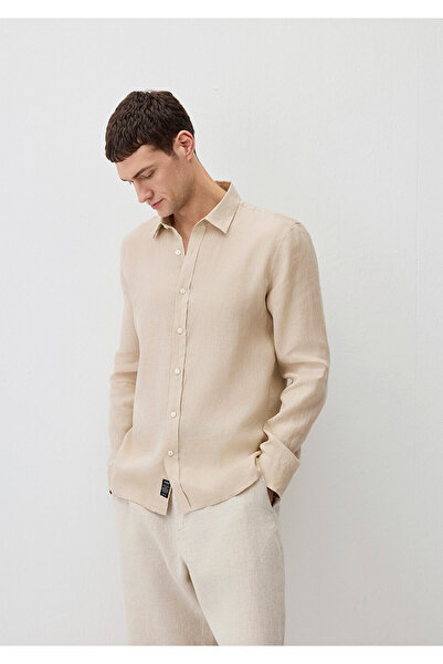 Mavi Beige Leinenhemd Slim Fit / Schmal geschnitten 0211466-70004