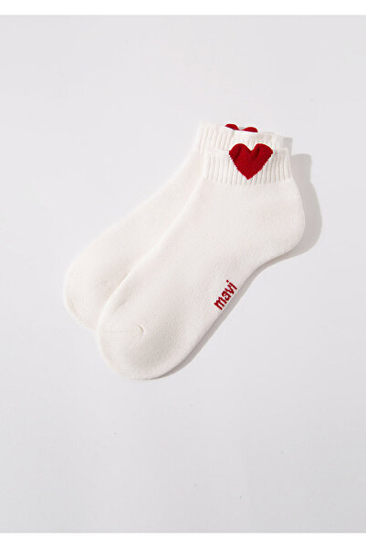 Mavi White Booties Socks with Heart Detail 1912797-21649
