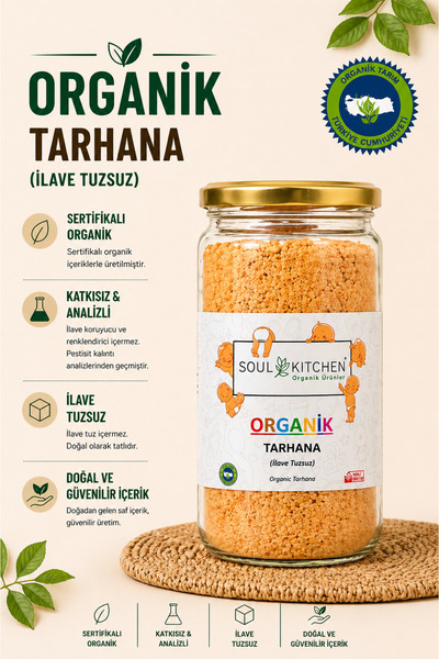Soul Kitchen Organik Ürünler Organik Sertifikalı Tarhana Cam Kavanoz İlave Tu...